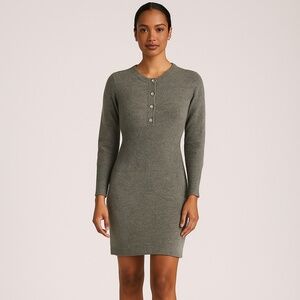 Rickie Freeman Vintage Long Sleeve wool Sweater mini Dress Gray Sz 4 holiday